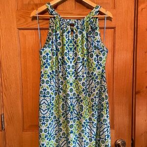 Taylor Blue and Green Patterned Dress
